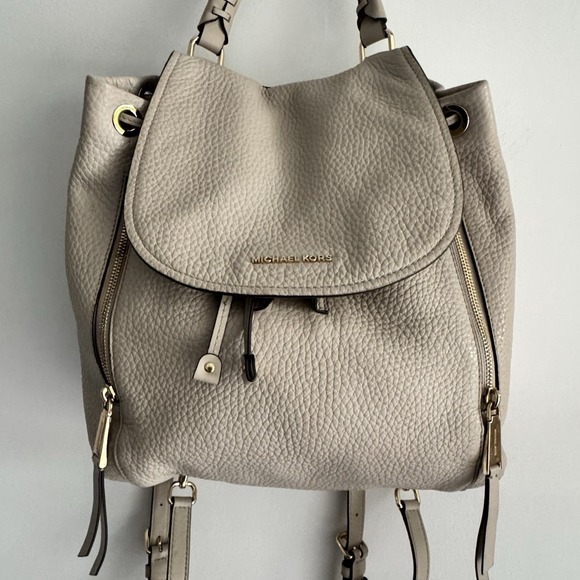 Michael Kors Viv Backpack | Taupe | Pebbled Leather | Convertible Backpack - Picture 1 of 16